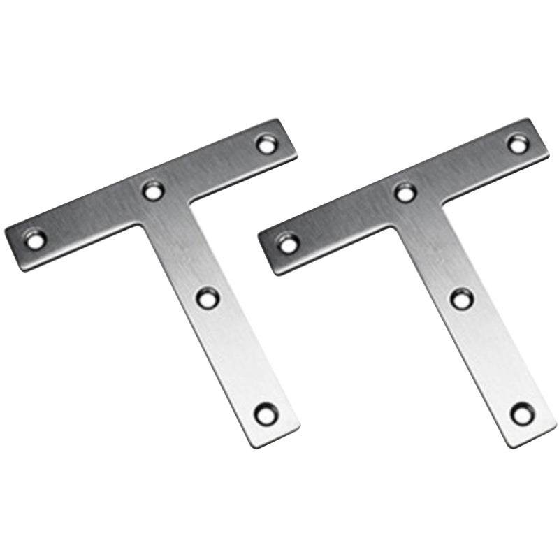 Tiberham T Shaped Repair Plate, Tiberham 120 x 120 mm Stainless Steel Corner Brackets Angle Braces, Heavy Duty Flat Mending Plate Joining Connector Fixing Bracket Support (Pack of 2) - Image 1